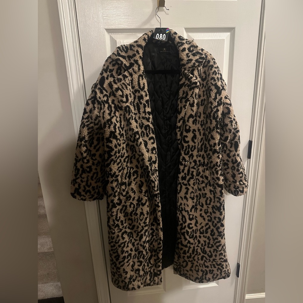 Leopard Print Faux Fur Coat